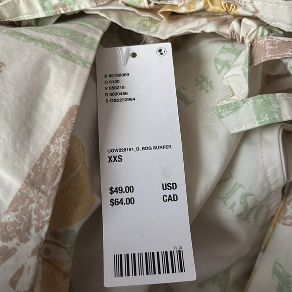 Yellow Hawaii Print BDG Eva Tie-Front Ruched Strap Trapeze Mini Dress - Picture 7 of 11